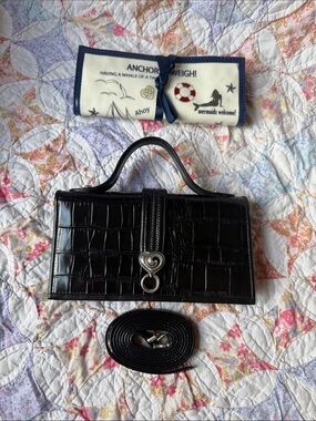 Brighton Croc-Embossed Top Handle Bag with Heart Clasp & Jewelry Holder